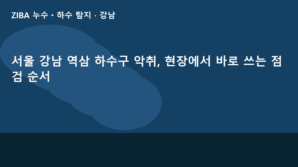 서울 강남 역삼 하수구 악취, 현장에서 바로 쓰는 점검 순서