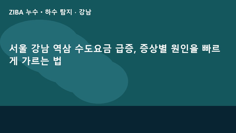 서울 강남 역삼 수도요금 급증, 증상별 원인을 빠르게 가르는 법