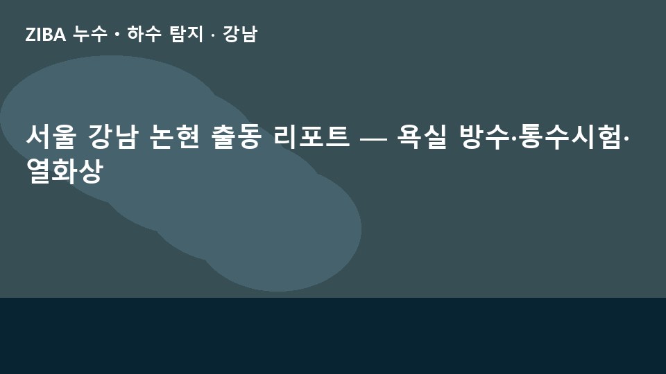 서울 강남 논현 출동 리포트 — 욕실 방수·통수시험·열화상